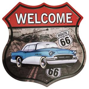 Xerly Route 66 Signs Metal Shop Sign, U.S. 66 High Way Road Tin Garage Wall Decoration 12× 12 Inches… (route02)