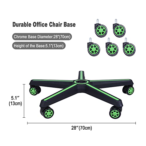 Frassie 28 inch Gaming Chair Base Replacement with 5 Casters, Nylon Heavy Duty Office Chair Base Part