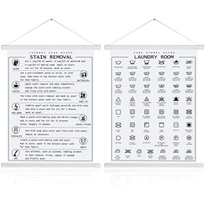 gersoniel 2 pieces laundry room decor laundry symbols wall art laundry hanging symbols guide wall decor stain removal theme sign laundry care laundry room art ready to hang sign, 11.8 x 15.7 inches