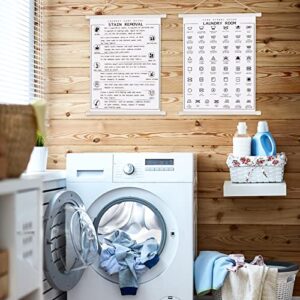 Gersoniel 2 Pieces Laundry Room Decor Laundry Symbols Wall Art Laundry Hanging Symbols Guide Wall Decor Stain Removal Theme Sign Laundry Care Laundry Room Art Ready to Hang Sign, 11.8 x 15.7 Inches