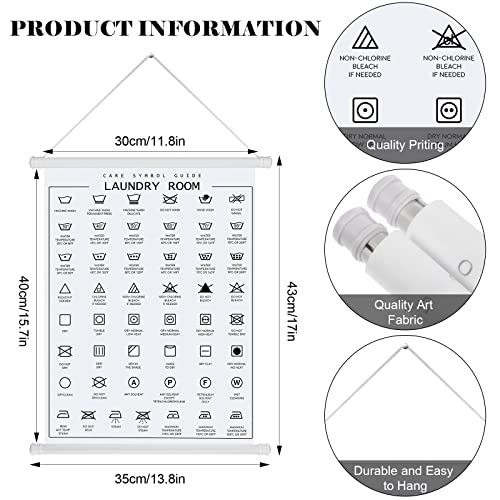 Gersoniel 2 Pieces Laundry Room Decor Laundry Symbols Wall Art Laundry Hanging Symbols Guide Wall Decor Stain Removal Theme Sign Laundry Care Laundry Room Art Ready to Hang Sign, 11.8 x 15.7 Inches