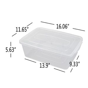 CadineUS 16 Quart Clear Storage Bins, Plastic Tubs with Lids for Storage, 2-Pack