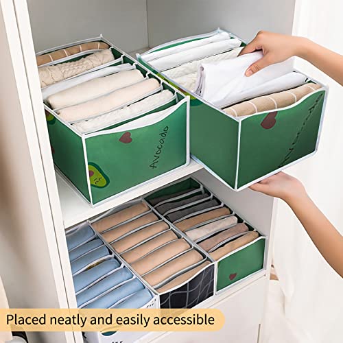 Yonchic 2Pcs Wardrobe Clothes Organizer, Thick Non-woven Fabric Washable Folded Organizer for Underwear, Socks, Scarves, Leggings, Skirts, T-shirts, Jeans(Classic Haig)