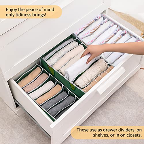 Yonchic 2Pcs Wardrobe Clothes Organizer, Thick Non-woven Fabric Washable Folded Organizer for Underwear, Socks, Scarves, Leggings, Skirts, T-shirts, Jeans(Classic Haig)