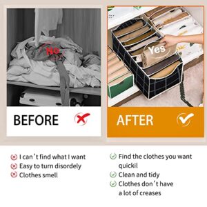 Yonchic 2Pcs Wardrobe Clothes Organizer, Thick Non-woven Fabric Washable Folded Organizer for Underwear, Socks, Scarves, Leggings, Skirts, T-shirts, Jeans(Classic Haig)