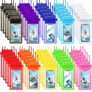 flutesan 50 pack clear waterproof phone pouch universal waterproof phone case waterproof pouch dry bag with lanyard for water games protect