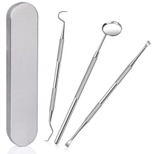 dental tools, sopito 3pcs teeth cleaning tools stainless steel dental scraper, scaler pick plaque remover set