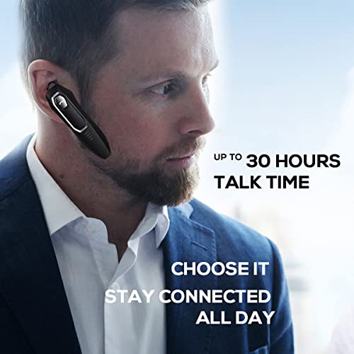 Micool Trucker Bluetooth Headset, Noise Cancelling, 30H Talking Time, Speak Callers Name, Hands Free Bluetooth Earpiece for Cell Phone