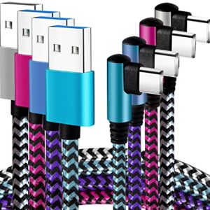 Teeind USB C Angle Cord: [90 Degree/6ft/4Pack] Nylon USB C Cable Compatible with Samsung Galaxy S10/S10e/9/Note 10, Charger Cable-[Blue/Black/Magenta/Purple]