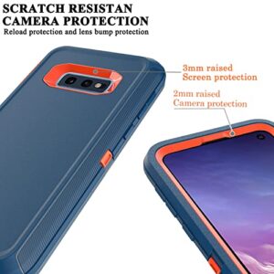 YmhxcY Cases with Explosion-Proof Film[2 Pack] and Camera Lens Screen Protective Film[2 Pack], Heavy Protection Cover for Samsung Galaxy S10E-Blue and Orange