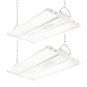 xbuyee (2 pack) led high bay shop light 2ft commercial 165w 23100 lumens 5000k 100-277v dimmable, linear hanging bay lights for warehouse workshop supermarket stadium, power tunable 165w/110w/80w