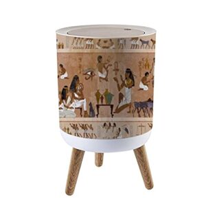 small trash can with lid ancient egypt frescoes life of egyptians agriculture workmanship round recycle bin press top dog proof wastebasket for kitchen bathroom bedroom office 7l/1.8 gallon