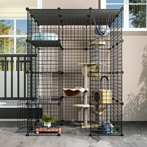 eiiel outdoor cat house cat cages enclosure with super large enter door, balcony cat playpen with platforms,diy kennels crate large exercise place ideal for 1-4 cats