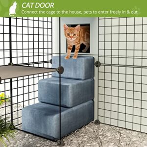 Eiiel Outdoor Cat House Cat Cages Enclosure with Super Large Enter Door, Balcony Cat Playpen with Platforms,DIY Kennels Crate Large Exercise Place Ideal for 1-4 Cats