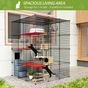 Eiiel Outdoor Cat House Cat Cages Enclosure with Super Large Enter Door, Balcony Cat Playpen with Platforms,DIY Kennels Crate Large Exercise Place Ideal for 1-4 Cats