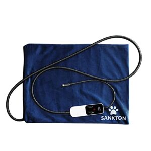 SANKTON Pet Heating Pad, 12''×16'' USB-C Portable Fast Heating Pad for Dogs and Cats Indoor Waterproof Adjustable Warming Mat with Auto-Off and Auto Constant Temperature, Chew Resistant Steel Cord