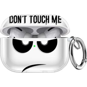 youtec for airpods pro case, don't touch me for airpods pro cover with keychain soft cute shockproof cover for women men compatible with for airpods pro 2019 charging case -transparent