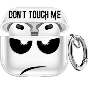 youtec for airpods 3 case 2021, don't touch me for airpods cover with keychain soft cute shockproof cover for women men compatible with for airpods 3 charging case -transparent