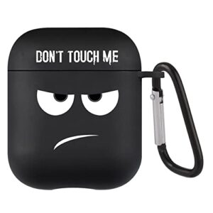 mulafnxal for airpod 1/2 case cute cartoon 3d unique soft tpu cover funny fashion fun kawaii character stylish design cases women girls boys teen for air pods 1/2 black angry face