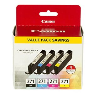 Canon CLI-271 BK/CMY 4 Color Value Pack Compatible to MG6820, MG6821, MG6822, MG5720, MG5721, MG5722, MG7720, TS5020, TS6020, TS8020, TS9020 & CLI-271XL Gray Compatible to TS8020, TS9020 Printers
