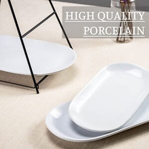 UNICASA 3 Tier Serving Tray - White Oval Serving Plate Dishes, Party Trays and Platters with Metal Rack for Cake, Snack, Fruit - Chips and Dips Serving Set