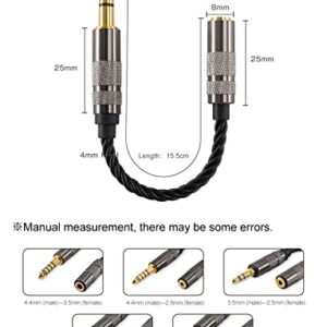 Headphone Adapter 4.4mm Male to 3.5mm Female Adapter for 3.5mm Cable Connected to Balanced 4.4mm Player Device High Stereo Audio Converter OFC Cable with Gold-Plated Plug 6 inch Length Extension Cord