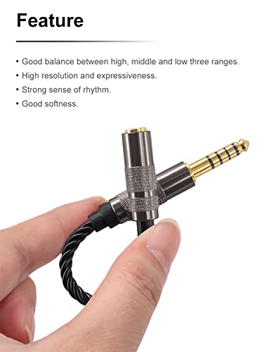 Headphone Adapter 4.4mm Male to 3.5mm Female Adapter for 3.5mm Cable Connected to Balanced 4.4mm Player Device High Stereo Audio Converter OFC Cable with Gold-Plated Plug 6 inch Length Extension Cord