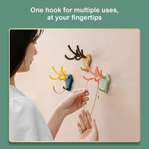 Deer Head Single Wall Hook,Hanger Animal Shaped Coat Hat Hook,Punch Free Coat Hooks Wall Hooks Clothes Hanger Rack (Green)