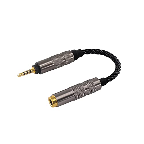 Headphone Adapter 2.5mm Male to 4.4mm Female Adapter for 4.4mm Cable Connected to Balanced 2.5mm Player Device High Stereo Audio Converter OFC Cable with Gold-Plated Plug 6 inch Length Extension Cord