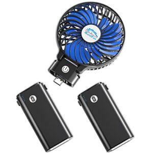 handfan 10400mah portable handheld fan, battery operated rechargeable fan, foldable mini fan with portable charger, cooling hand fans for travel, outdoors, indoors(blue blade)