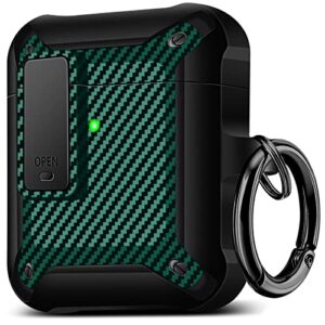 maxjoy for airpods case cover for airpod 2 & 1,military armor series full-body airpod 2nd generation case,secure lock protective case for apple airpod,wireless airpod cases for men women (green)