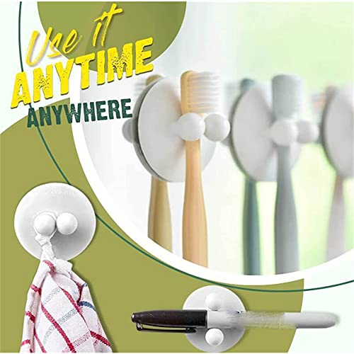 GJAAW 4Pcs Wall Mounted Suction Cup Storage Hook, Toothbrush Holder with Suction Cup, Mini Clear Plastic Suction Cups Without Hooks, No Trace Strong Viscose Hook, Portable