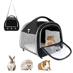 small pet carrier bag with mat guinea pig travel carrier with strap portable breathable rabbit carrier outdoor pet bag for ferret bunny hedgehog guinea pig(10" l x 10" w x 12" h)
