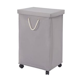 storage maniac rolling laundry hamper, 80l tall laundry basket on wheels, xl dirty clothes hamper with handle, freestanding clothes hamper for dorms, bedroom, bathroom, living room - with lid grey