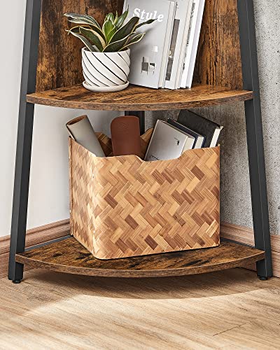 VASAGLE 71.6 Inch Tall Corner Shelf, 5 Tier Rustic Corner Bookshelf Bookcase, Corner Ladder Shelf Multipurpose, Plant Stand for Living Room, Bedroom, Kitchen, Brown and Black ULLS804B01