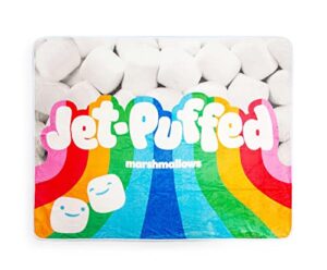 jet-puffed marshmallows plush fleece throw blanket | soft polyester cover for sofa and bed, cozy home decor room essentials | cute gifts and collectibles | 45 x 60 inches
