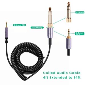 Coiled Audio Cable Replacement for Bose QC45(QuietComfort 45) / QC35 / QC25 / NC700 Headphones, 2.5mm to 3.5mm(1/8”) Extension Aux Cord 4ft to 14ft