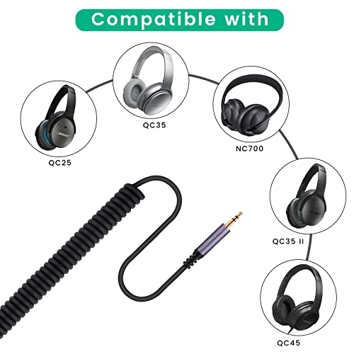 Coiled Audio Cable Replacement for Bose QC45(QuietComfort 45) / QC35 / QC25 / NC700 Headphones, 2.5mm to 3.5mm(1/8”) Extension Aux Cord 4ft to 14ft