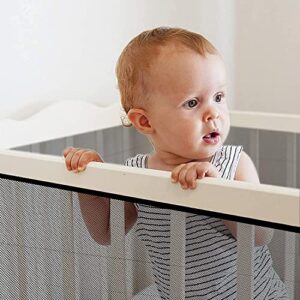 JIFTOK Baby Gate for Stairs, Banister Guard for Kids, Pets, Toys, 10ft L x 2.66 ft H, Mesh Netting Safety Net for Balcony Rail Stair, Stairway Net Baby Safety Products for Indoor & Outdoor (Black)