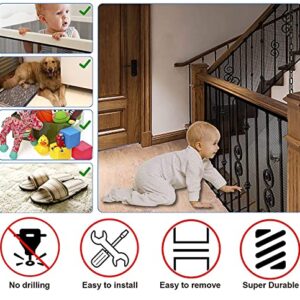 JIFTOK Baby Gate for Stairs, Banister Guard for Kids, Pets, Toys, 10ft L x 2.66 ft H, Mesh Netting Safety Net for Balcony Rail Stair, Stairway Net Baby Safety Products for Indoor & Outdoor (Black)