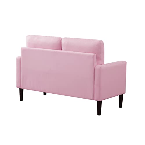 Msaleen Small Sofa Mini Couch Loveseat – Pink Couch Accent Sofa Button Tufted Couch, Mid Century Small Loveseat 2-Seater Contemporary 52" Modern Sofas Mini Couches for Small Spaces Pink Minisofa