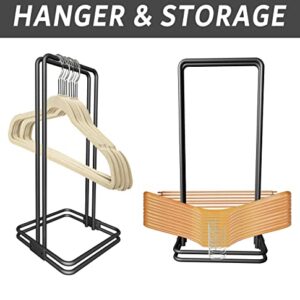 Hanger Storage Organizer Holder Stacker Stand Portable Stander Hangers Rack for Laundry Closet Dry Cleaning Room Adult or Child Clothes Hangers Black Space Saving Keep Laundry Room Neat and Clean