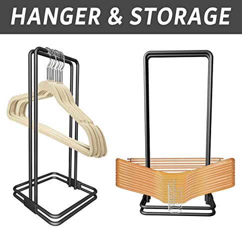 Hanger Storage Organizer Holder Stacker Stand Portable Stander Hangers Rack for Laundry Closet Dry Cleaning Room Adult or Child Clothes Hangers Black Space Saving Keep Laundry Room Neat and Clean