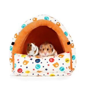 BUCATSTATE Guinea Pig Bed House with Accessories Cozy Hamster Home Large Hideout - Detachable Cushion for Dwarf Rabbits Hedgehog Ferrets Winter Nest Hamster Cage