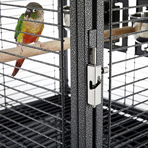 Yaheetech 25.5'' Wrought Iron Bird Travel Carrier Cage Parrot Cage with Handle Wooden Perch & Seed Guard for Small Parrots Canaries Budgies Parrotlets Lovebirds Conures Cockatiels
