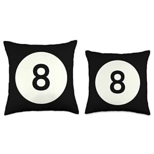 Billiard ball number 8 black billiards game sport Throw Pillow, 18x18, Multicolor