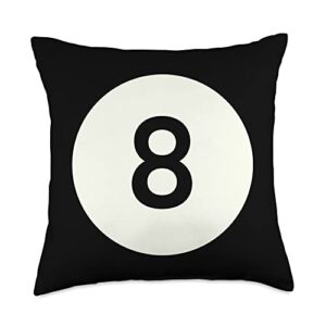billiard ball number 8 black billiards game sport throw pillow, 18x18, multicolor
