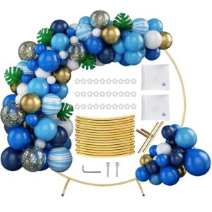 golden metal round arch, 2.1m (6.9ft) round balloon arch kit decoration for birthday party decorations, wedding decoration, graduation decorations and baby shower photo background decoration
