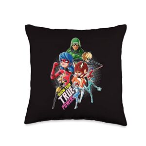miraculous collection ladybug and all heroez true powers throw pillow, 16x16, multicolor