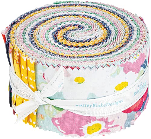 Minki Kim Misty Morning Rolie Polie 40 2.5-inch Strips Jelly Roll Riley Blake Designs RP-11580-40